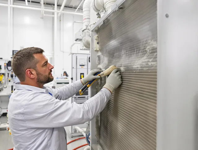 Valley Falls Air Duct Cleaning technician performing precision commercial coil cleaning at a Valley Falls business