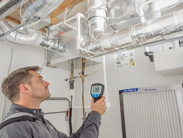 Valley Falls Air Duct Cleaning expert conducting detailed filter system inspection using diagnostic tools in Valley Falls